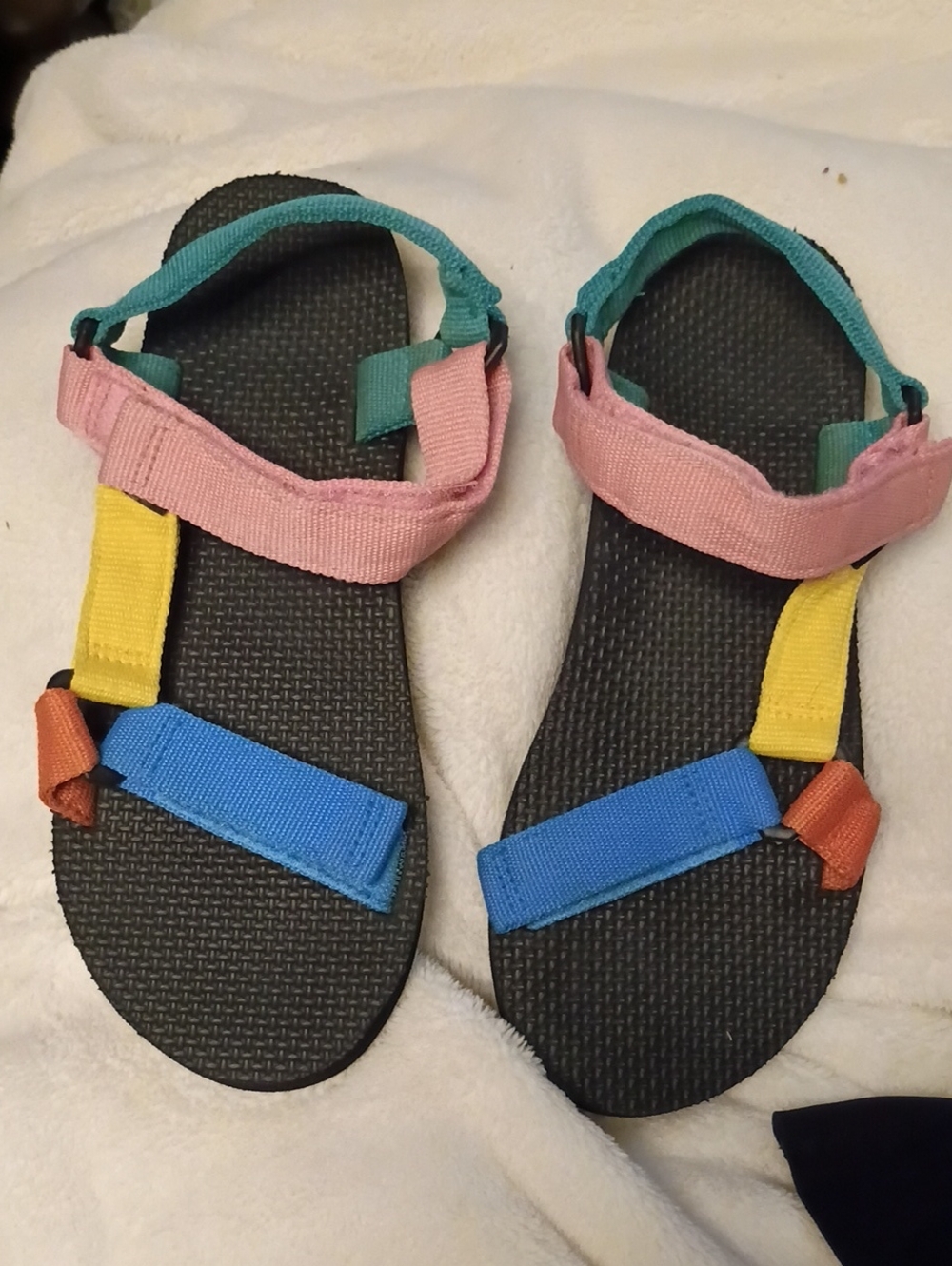 Women's Multicolor Strap Sandals - Pink, Blue & Yellow
